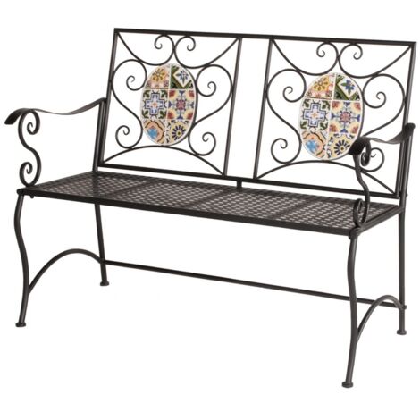 Panchina da giardino Mosaico Flowers in Metallo 116x56x90 cm