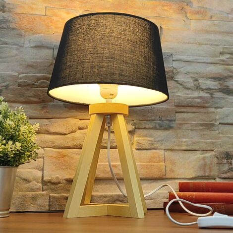 HOD Holz-Tischlampe 4,9-W-LED-Glühbirne warmweißer 37 mit E27 cm