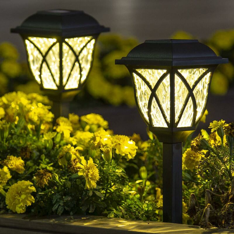 Paquete de 6 luces solares para caminos al aire libre, luz solar brillante  para sendero exterior, impermeable, luces solares decorativas para jardín