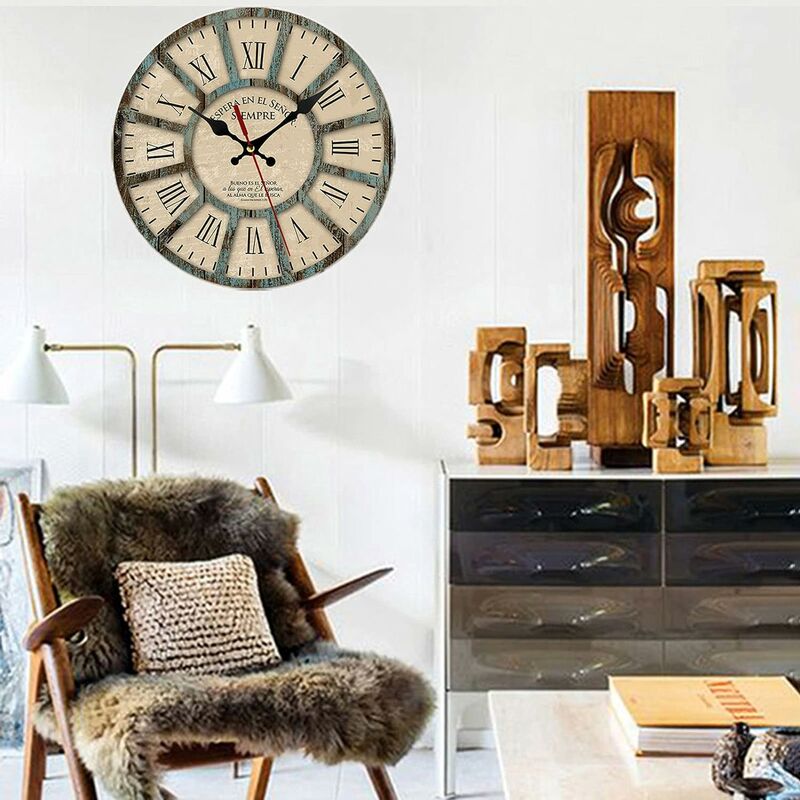 Lafocuse Reloj de pared negro y gris con números romanos de 12 pulgadas,  silencioso, sin tictac, reloj de cocina para sala de estar, oficina
