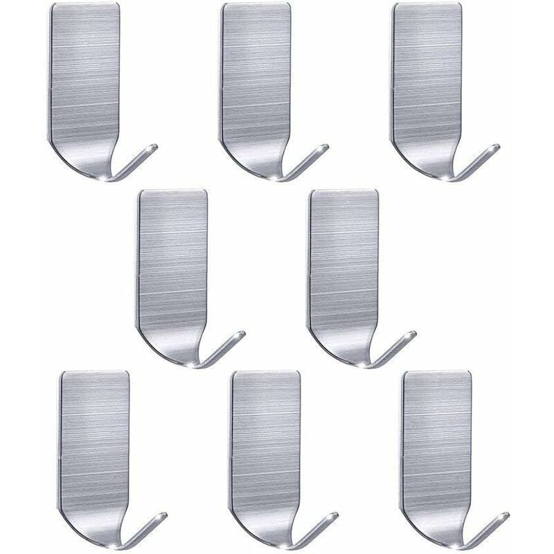 Paquete de 8 ganchos adhesivos para colgar, ganchos resistentes de acero  inoxidable SUS 304 para toallas de pared para puerta de cocina y baño