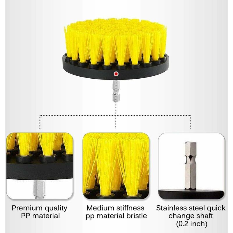 Drillbrush Yellow - Kit de cepillo giratorio de limpieza de ducha