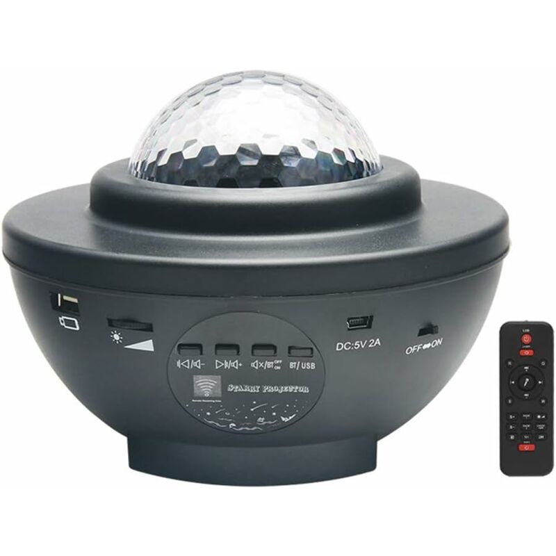 Proyector LED negro con control remoto Star y altavoz Bluetooth, perfecto para Navidad, Pascua o Halloween (negro)