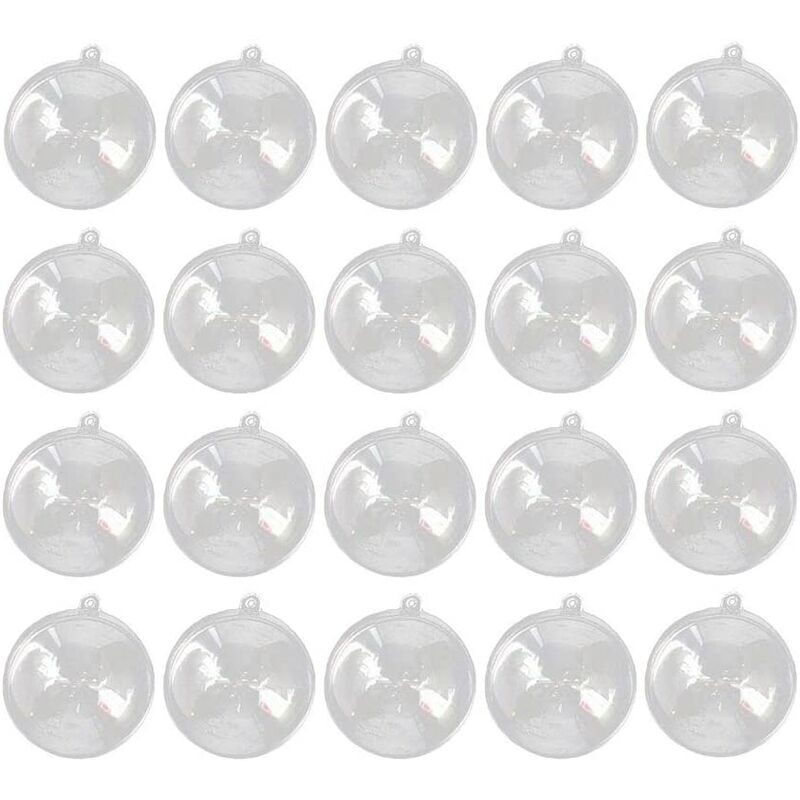 20Pcs Bolas de Navidad Bolas de plástico transparentes Bolas redondas huecas Bolas de Navidad (4cm)