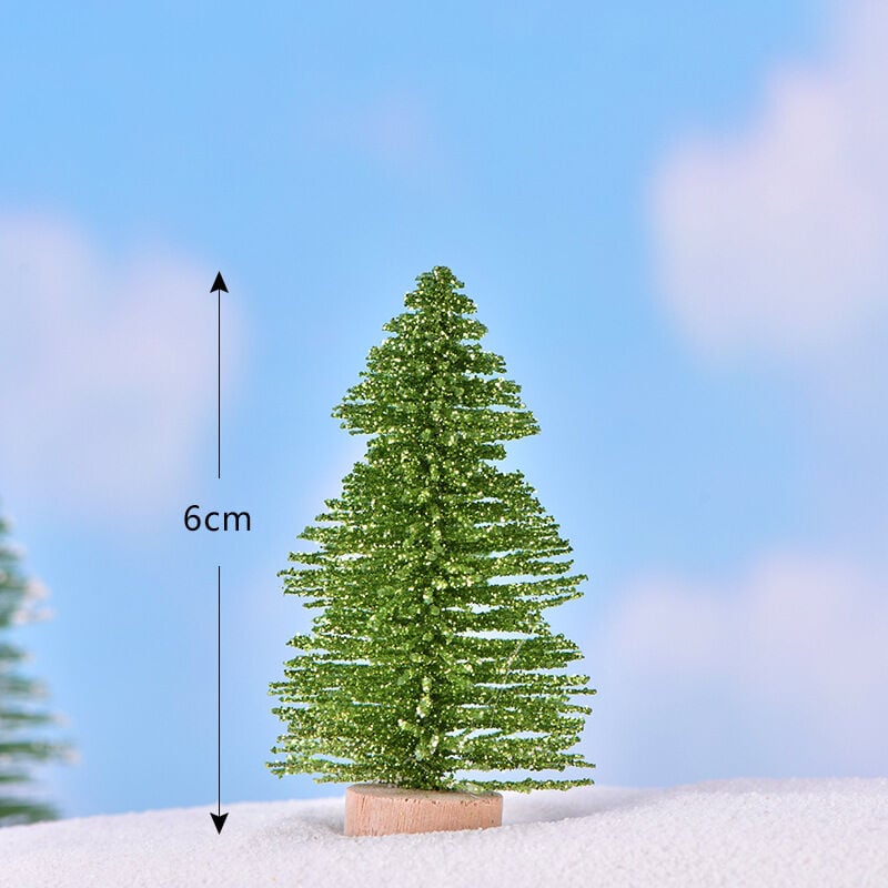 6 uds Mini árbol de Navidad de escritorio, pequeño árbol de Navidad Artificial, para la decoración del hogar de vacaciones, árbol de capa verde-6cm