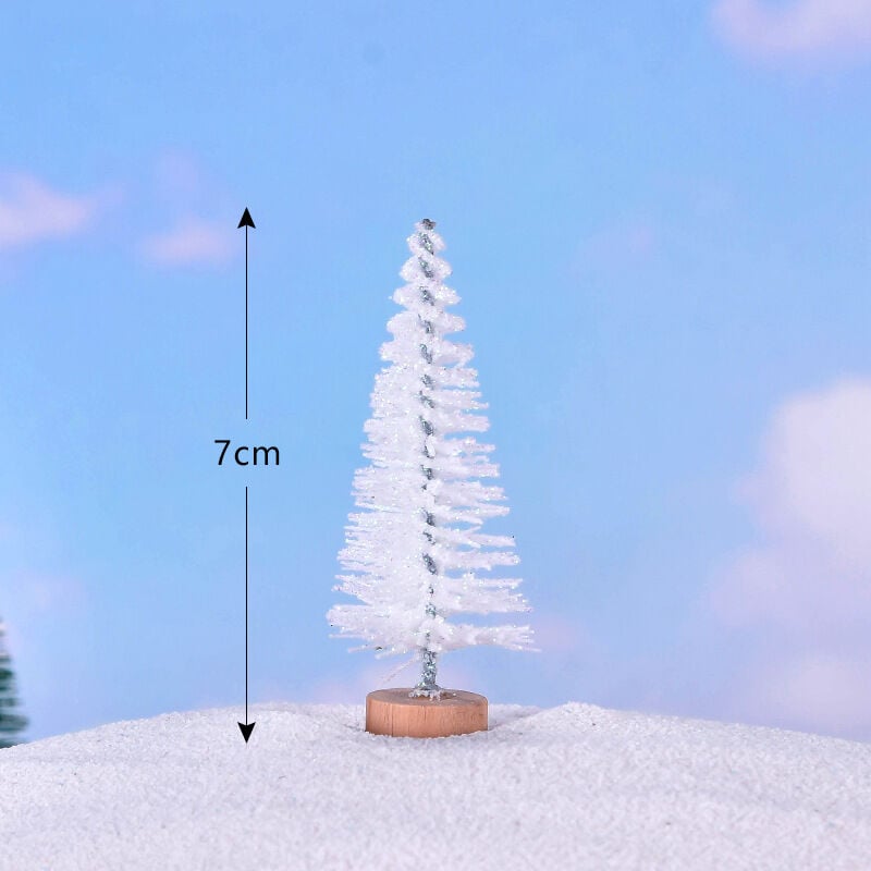 6 uds Mini árbol de Navidad de mesa, pequeño árbol de Navidad Artificial, para decoración del hogar de vacaciones, árbol blanco brillante-7cm