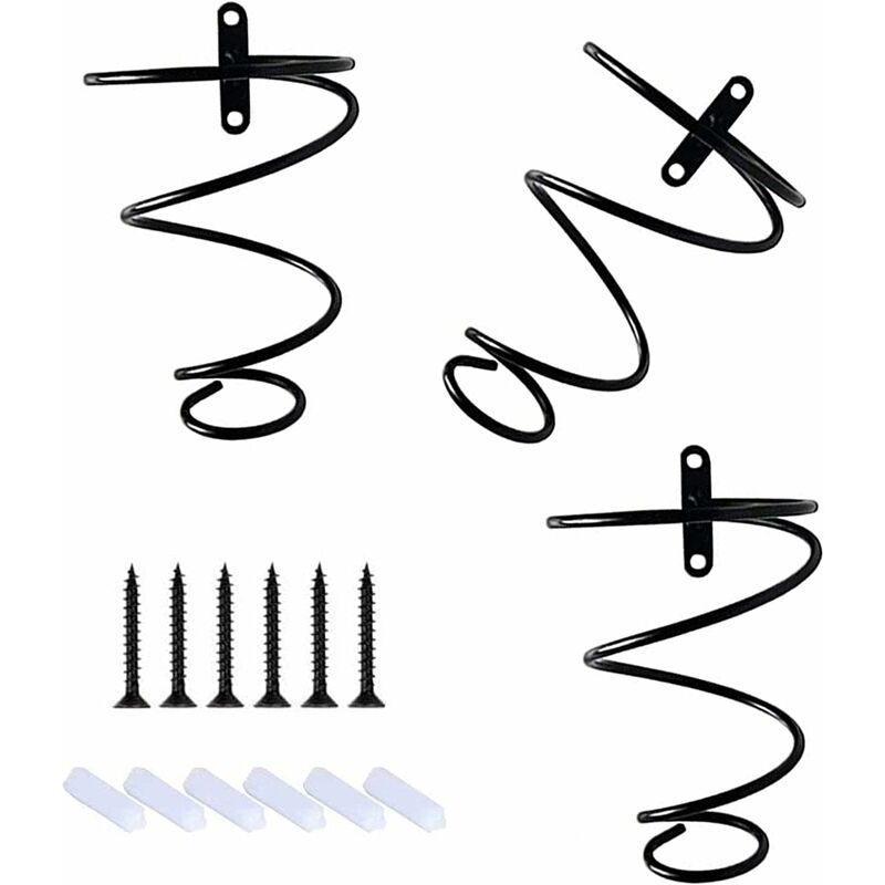 LangRay - Botellero de hierro montado en la pared de 3 piezas, organizador de botellero colgante de metal, botellero de hierro montado en la pared, se aplica al estante de almacenamiento, estante de almacenamiento de botellas, espiral