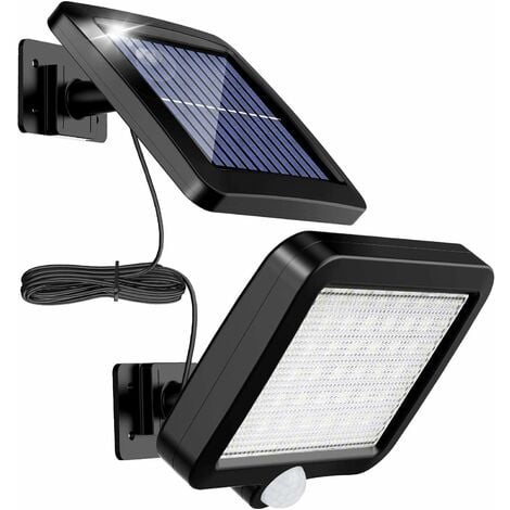 Aplique solar LED para exterior (Detector de movimiento, 3 W, 300 lm,  Blanco frío, Negro)