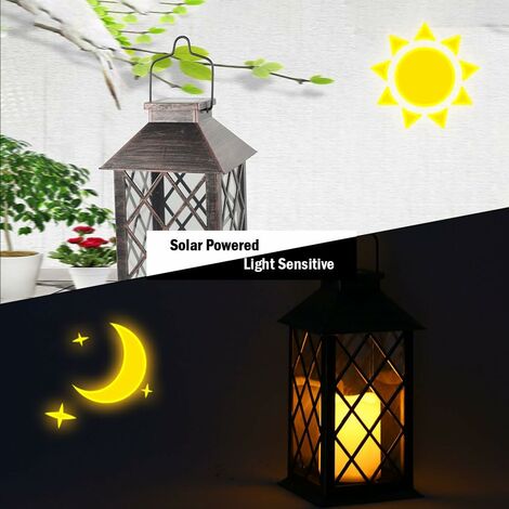 Lampara Farol Solar Exterior Led Fuego Jardin Aplique Pared Color