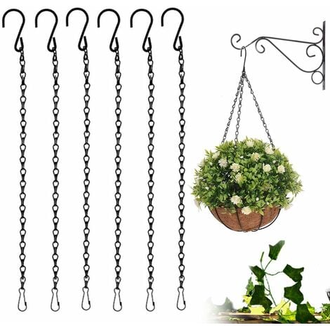 LangRay - Cadenas para cestas de flores, paquete de 6 cadenas para colgar,  cadena de metal para plantas, cadena para macetas, para cestas de flores,  jardineras, comedero para pájaros, jaulas para pája