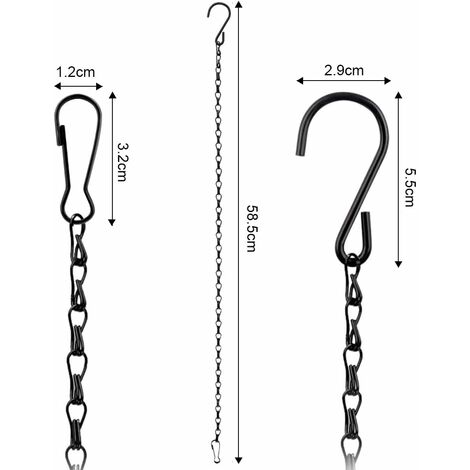 LangRay - Cadenas para cestas de flores, paquete de 6 cadenas para colgar,  cadena de metal para plantas, cadena para macetas, para cestas de flores,  jardineras, comedero para pájaros, jaulas para pája