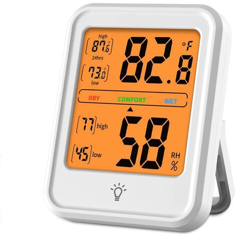Higrómetro digital para interiores , termómetro de precisión, monitor de  temperatura, medidor de humedad con luz de