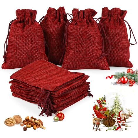Bolsa de arpillera de Navidad, 24 bolsas de arpillera de calendario de  Adviento rellenables para bricolaje,