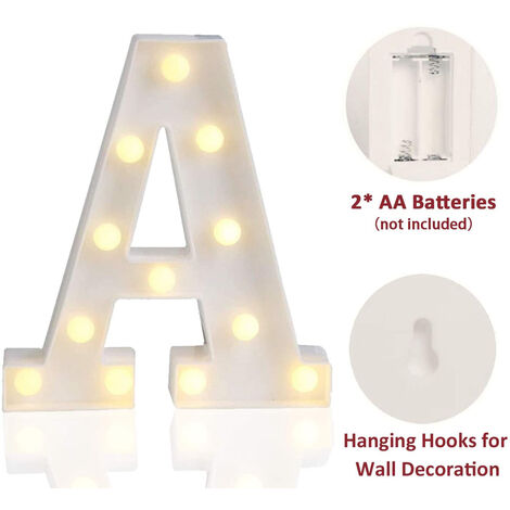 Marquesina LED Letras iluminadas Letras luminosas del alfabeto para la  decoración del hogar del banquete de boda (B)