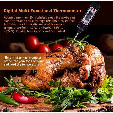 Termometro Para Cocina Digital Alimentos Carnes Lectura Instantanea BBQ  Asado