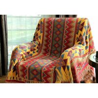 Manta a cuadros grande de algodón de punto jacquard bohemio suave lavable para sofá sillón dormitorio (90 * 150 cm, geométrico)