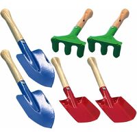 6 piezas rastrillo Quitd guantes de pala de metal Juego de herramientas de jardín para niños con bolsa tenedor y bolsa de jardín azul juego de herramientas de interacción para padres e hijos 