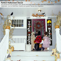 para decoración del hogar para colgar en la puerta de Halloween 180 x 32 cm Juego de 2 carteles decorativos para Halloween y porche de Halloween de tela grande 