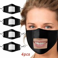 4PCS Adultos Mascarilla Boca transparente Protección facial con transparente Expresión visible mujeres y