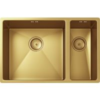 Elite 1.5 Bowl Inset or Undermounted Stainless Steel Kitchen Sink & Wastes - Over Size: 670x440x200mm - Gold Finish