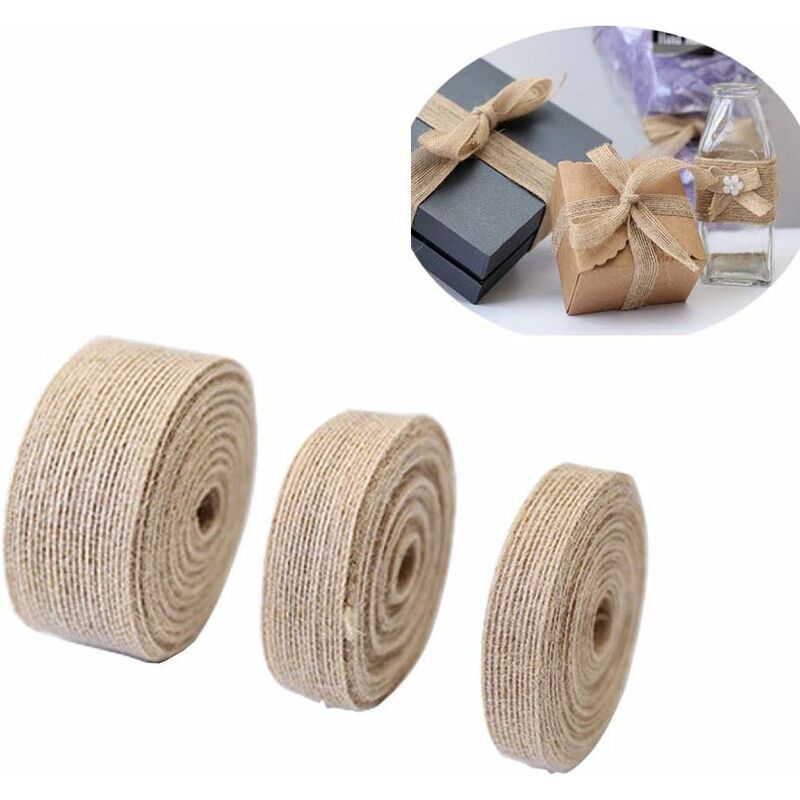 WILLBOND 3 Rotoli Nastro di Natale con Filo Metallico 30 Iarde x 2 Pollici Nastri di Buffalo Plaid Nastro di Tessuto di Juta da Imballaggio Naturale con Bordo a Scacchi per Fiocchi Nero Bianco 