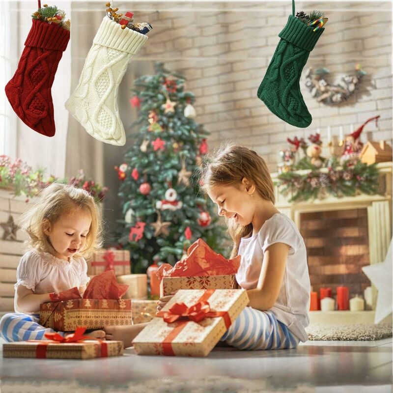sacchetti regalo per caramelle con Babbo Natale albero di Natale Sumairs Set di 4 calze natalizie con grandi calze da appendere per camino 