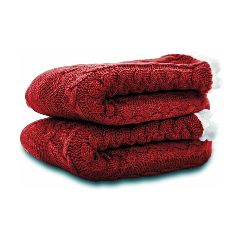 1 paio di morbide calze norvegesi invernali in lana con suola ABS antiscivolo Piarini 
