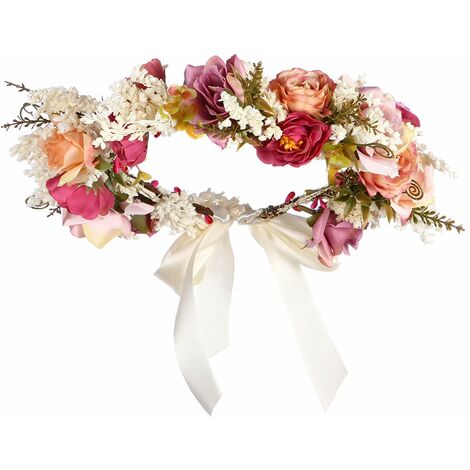 fascia per capelli con fiore. corona di fiori Ghirlanda di fiori rosa pallido 