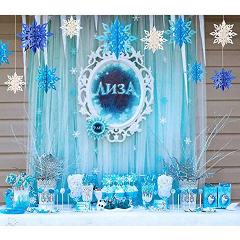 vacanze Feliciay festa di Natale festa di Natale bianco ghirlanda 3D glitterata per festa di Capodanno 18 decorazioni natalizie da appendere a forma di fiocco di neve 