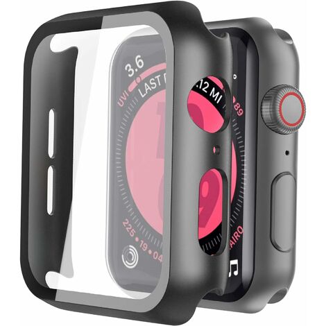 Custodia rigida nera per Apple Watch Series 6 / SE / Series 5 / Series 4  con protezione dello schermo in vetro temperato da 40 mm, copertura  protettiva a 360 ° Custodia protettiva ultrasottile per iWatch