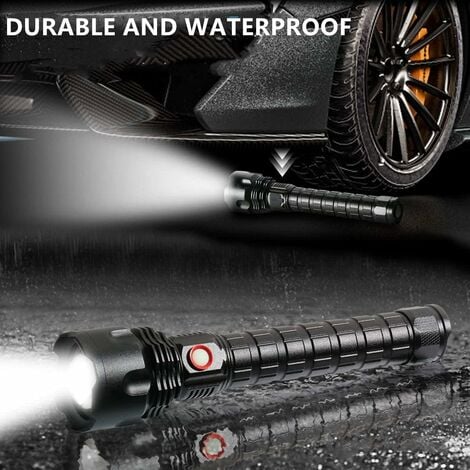 XHP70 LED Torcia ricaricabile, Super Bright Tactical Torch Zoomable 5 Modes  torcia portatile impermeabile torce con
