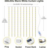 Dieron 300 LED Tenda per Finestra Twinkle Star Telecomando USB 8 modalità String Lights Luci per Esterni 