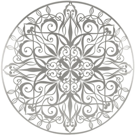 Luxus Metal Art Wanddeko Mandala Silber Rund 80cm