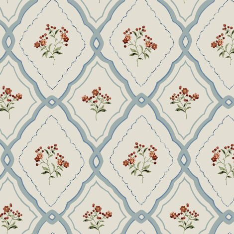 Laura Ashley Pinford Trellis Vliestapet Blau 10mx52cm