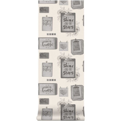 Superfresco Easy - Vliestapete - Tekst/Lovely Day - Grau - 10m x 52cm