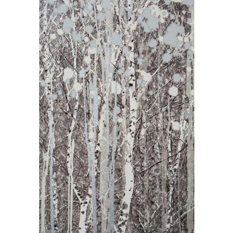 Art for the Home - Wald in Aquarell - Leinwandbild - Grau/Grün - 100x70 cm