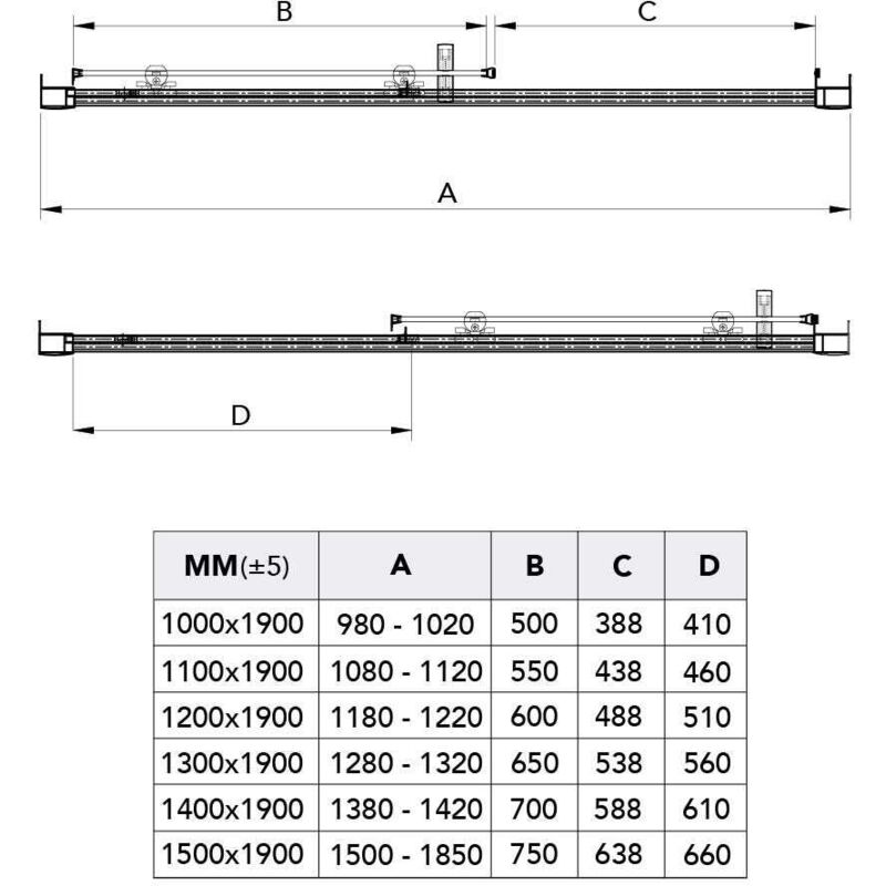 BERNSTEIN Eckdusche DX906 FLEX – Schiebetür, 140x90 Cm, 8 Mm ESG Glas Mit Nano-Beschichtung