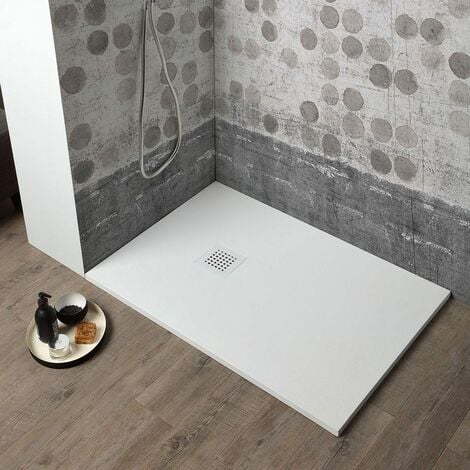 Steinoptik- Duschwanne 100X80cm, Weiss Matt   Muse