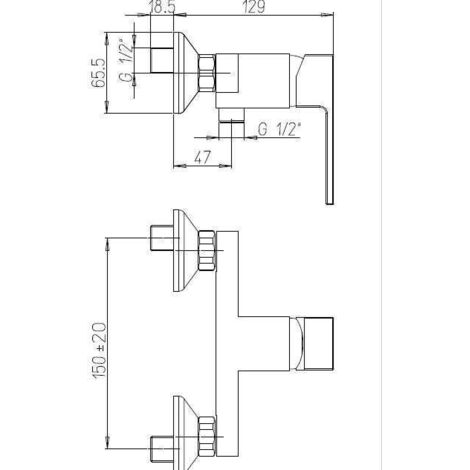 Verchromte Duscharmatur Freiliegend – Warm/Kalt-Mischer Aus Messing, Für Wandmontage, Wasserdruck 0.06-1.0 MPa