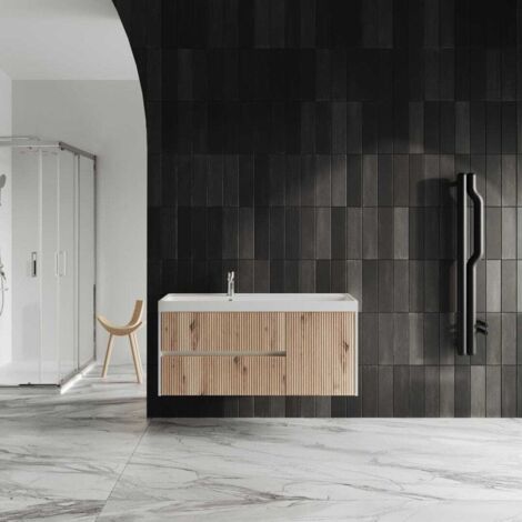 Badezimmermöbel 120Cm Eichenholz Furniert Ohne Spiegel  Cortina