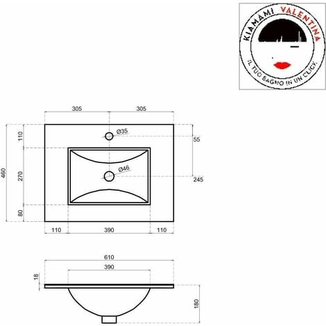 Badezimmer-Wandtisch 60 Cm Mit Türen Und Waschbecken  Venezia