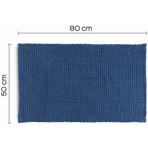Badezimmerteppich Cm 50X80 Aus Blauer Baumwolle Und Mikrofasern  Frangipani