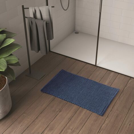Badezimmerteppich Cm 50X80 Aus Blauer Baumwolle Und Mikrofasern  Frangipani