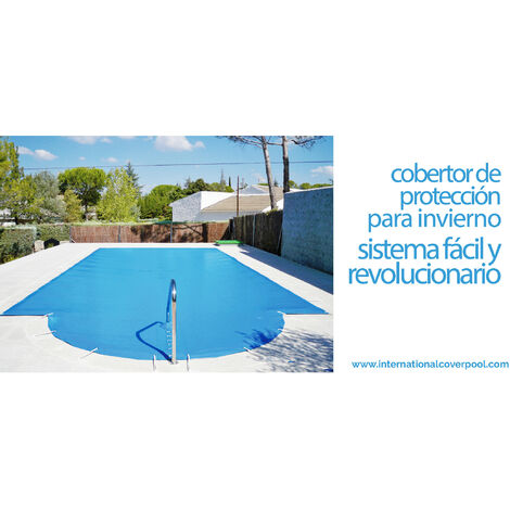 Cubierta de piscina invierno de 6,30x3,30metros. (En una piscina de 6x3 metros la lona cubriría 15cm sobre todo el contorno de la piedra de coronación de la piscina). Color Gris(exterior)/Gris(interior). " Toldo protección - Lona impermeable - Funda de PVC - Protector invernación - Cobertor piscinas de invierno"