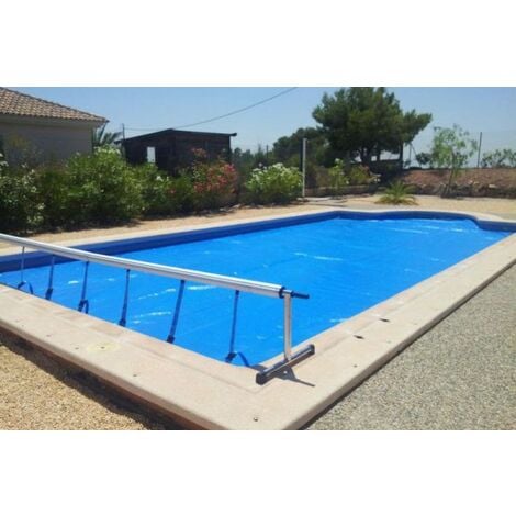 Cubierta-Manta-Cobertor-Lona Térmica-Solar 600micras ECO para piscina de 7  x 4 metros con refuerzo en todo el contorno