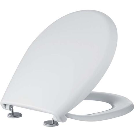 Sedile WC universale bianco con cerniere INOX modello BOXER