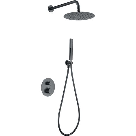 Conjunto ducha termostático empotrado Nápoles black gun metal
