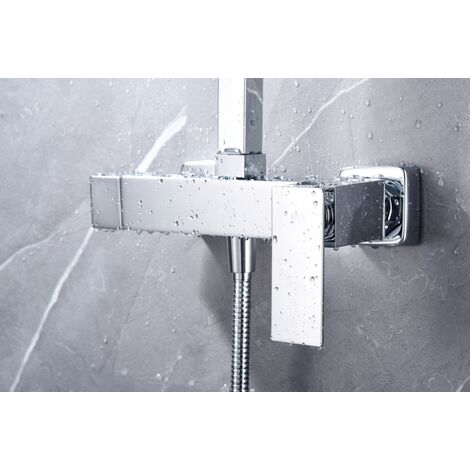 IMEX Set de ducha monocomando en acero y latón cromado con barra extensible rociador extraplano Ø20 antical cartucho cerámico Ø35mm tubo y manija incluido - Pisa Imex-BDP048
