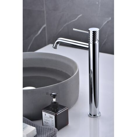 IMEX Grifería para lavabo alto cromada en latón y zama con cartucho cerámico Ø26 mm y set 2 flexibles 3-8 modelo Imex-BDG053-3 (1/4)