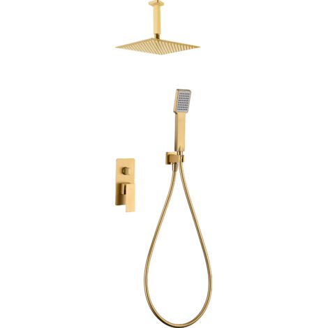 Conjunto ducha monomando empotrado Catania oro cepillado (1/2)